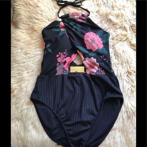 Floral one piece bathing suit